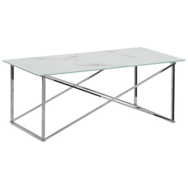 Beliani Coffee Table Emporia Tempered Glass Marble/ Silver