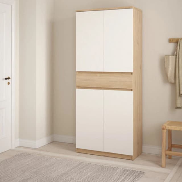 Furniture To Go Naia Shoe Cabinet with 4 Doors 1 Drawer in White White Unisex