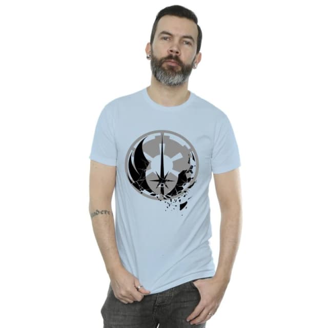 Star Wars Star Wars Men Obi-Wan Kenobi Fractured Logos T-Shirt in Baby Blue Size: Small Baby Blue S Male 5059934440555