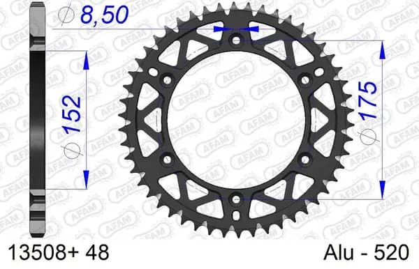 AFAM Aluminium Ultra-Light Self-Cleaning Rear Sprocket 13508 - 520