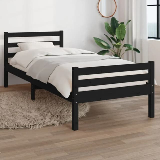 VIDAXL Bed Frame without Mattress Black Solid Wood 100x200cm Vidaxl 8720286997581