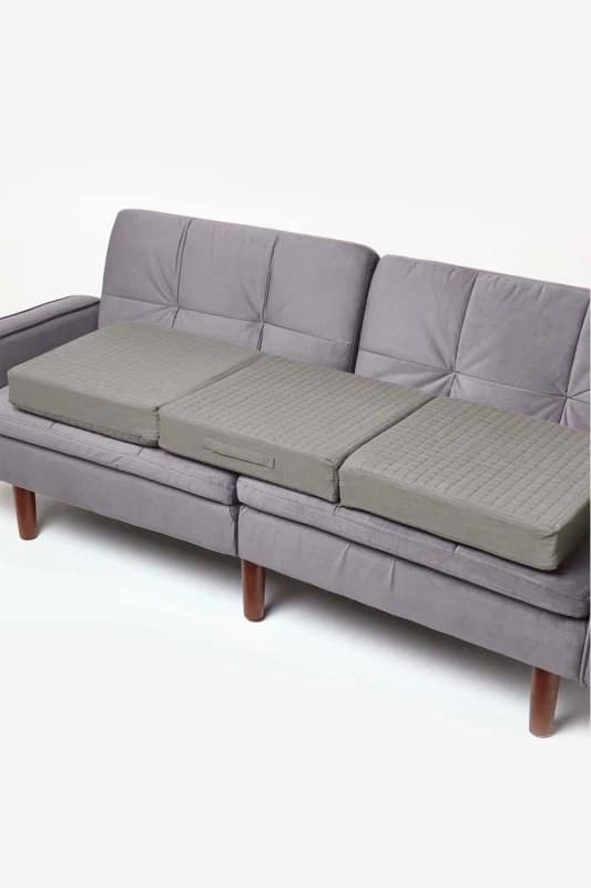Homescapes Cotton Orthopaedic Foam 3 Seater Booster Cushion Charcoal