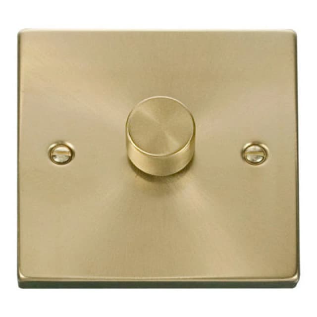 SE Home Satin / Brushed Brass 1 Gang 2 Way LED 100W Trailing Edge Dimmer Light Switch Gold unisex