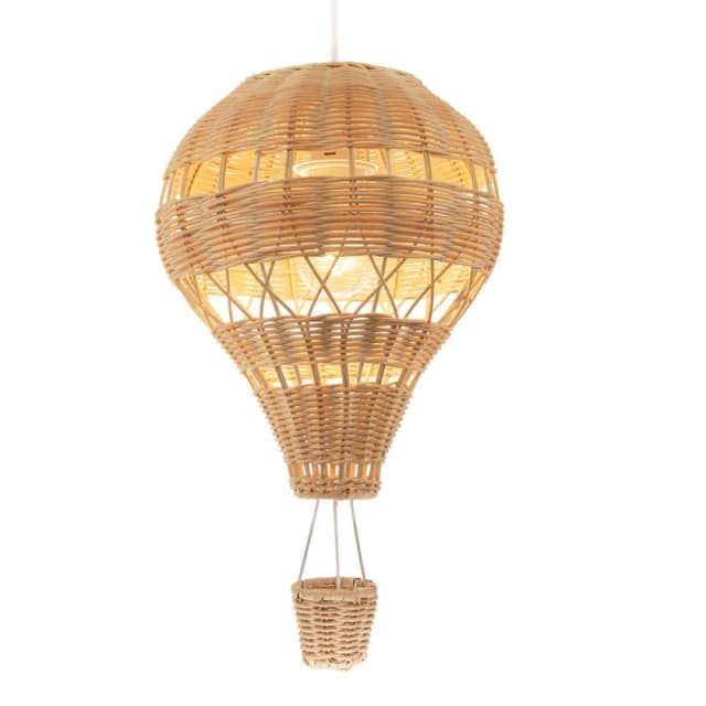 Happy Homewares Quirky Hot Air Balloon Natural Rattan Easy Fit Pendant Lighting Shade in Brown Brown Unisex