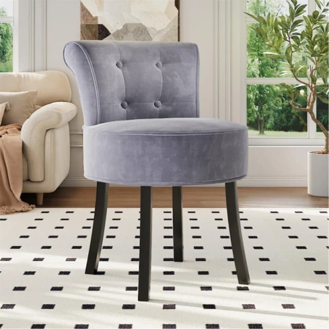 Kabinet UK Velvet Vanity Stool with Thick Cushion Grey Grey unisex One Size