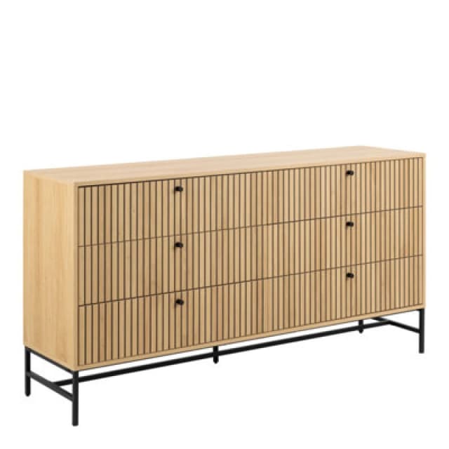 Furniture To Go Albany Wide Chest Of 6 Drawers In Oak/black Legs