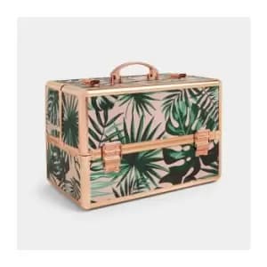 BTFY Make Up Organiser - Tropical Print Professional Travel Cosmetic Vanity Case - Lockable Makeup & Jewellery Storage, Nail Box - Aluminium Frame &
