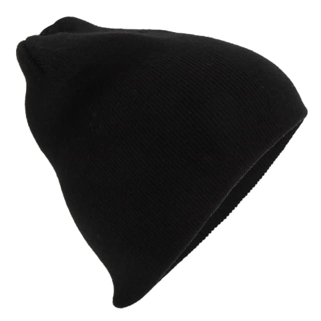 Beechfield Beechfield Men Plain Basic Knitted Winter Beanie Hat in True Black True Black One Size Male 5055747774016