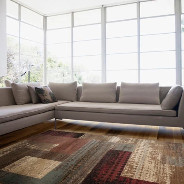 Livabliss Riley-Modern Red Brown Grey Graphic Living Dining Bedroom Rug 160 X 230 Cm Easy Care, Non Shedding