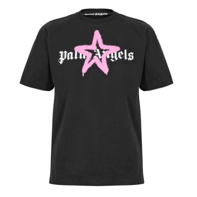 Palm Angels Mens La Mono T-Shirt Black Pink male 2XL