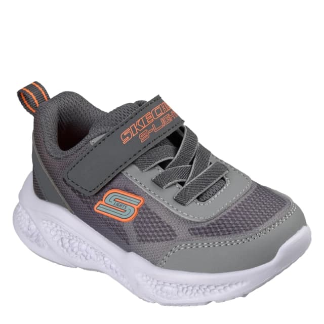 Skechers Lighted Gore & Strap Sneaker W Mult Light Up Trainers Boys Grey/Orange male C5 (22)