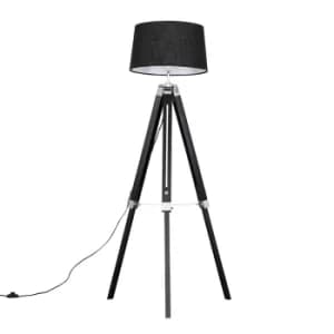 Clipper Black Tripod Floor Lamp with Black Doretta Shade