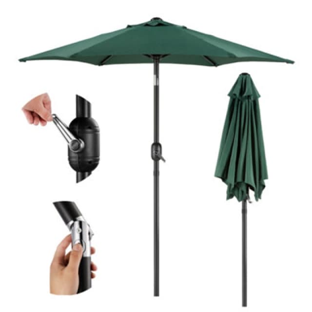 Vonhaus 2m Dark Green Steel Parasol 2502076
