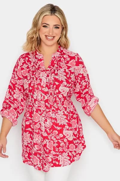 Yours Pintuck Shirt Red