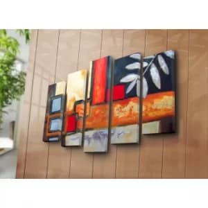 5PATK-133 Multicolor Decorative Canvas Painting (5 Pieces)