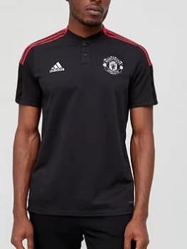 adidas Mens Manchester United Polo Shirt - Black, Size S, Men