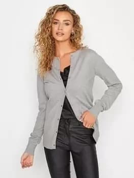 Long Tall Sally Grey Marl Crew Neck Cardigan, Grey, Size 10-12, Women