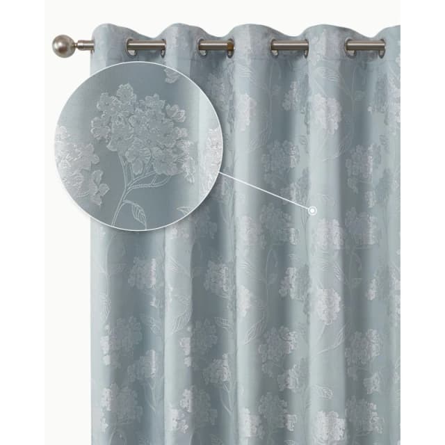 Emma Barclay Blossom Eyelet Curtain 90 x 90 Duck (pair), Blue BLOS9090DUC