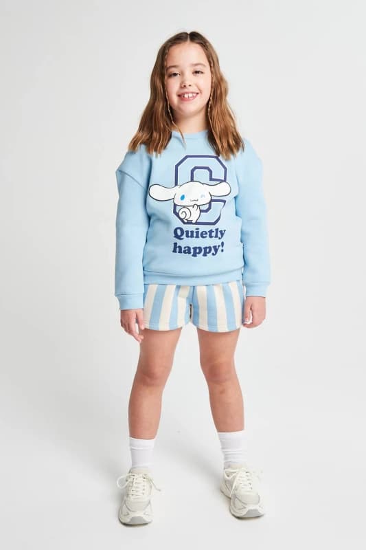 Brand Threads Cinnamoroll Sweater & Shorts Set in Blue Size: 5-6 Years Blue Unisex 5-6 Years