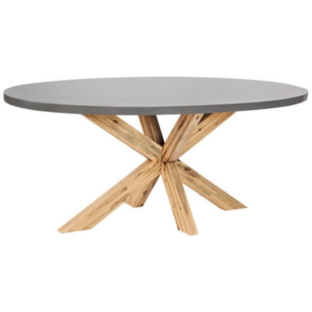 Beliani Garden Dining Table Oristano 190 Cm 100 Cm Concrete Grey