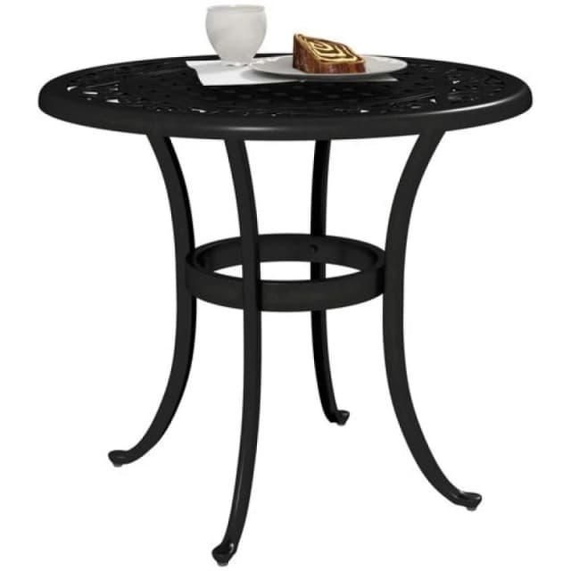 Outsunny 60cm Round Hollow Top Design Side Table with Cast Aluminum Frame Black