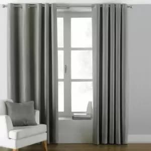 Rivapaoletti - Riva Paoletti Atlantic Woven Twill Lined Eyelet Curtains, Grey, 46 x 72 Inch