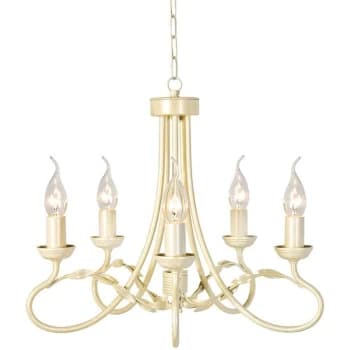 Elstead - Olivia - 5 Light Chandelier Ivory, Gold Finish, E14