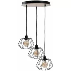 Keter Soho Cluster Pendant Ceiling Light Wood, 32cm, 3x E27