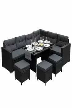 Rattan Corner Set - Black
