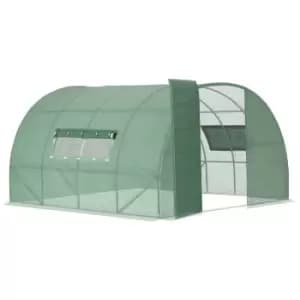 Outsunny 4 X 3M Reinforced Walk-in Polytunnel Garden Greenhouse Steel Frame - Green
