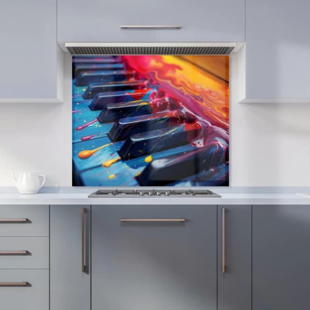 Warren Reed - Designer Colorful Melody: A Piano's Dream Kitchen Splashback Size: 600mm x 750mm Multicolor Unisex 600mm x 750mm