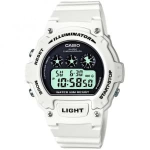 Casio W-214HC-7AVEF Illuminator Sports Digital Chrongraph Watch - White