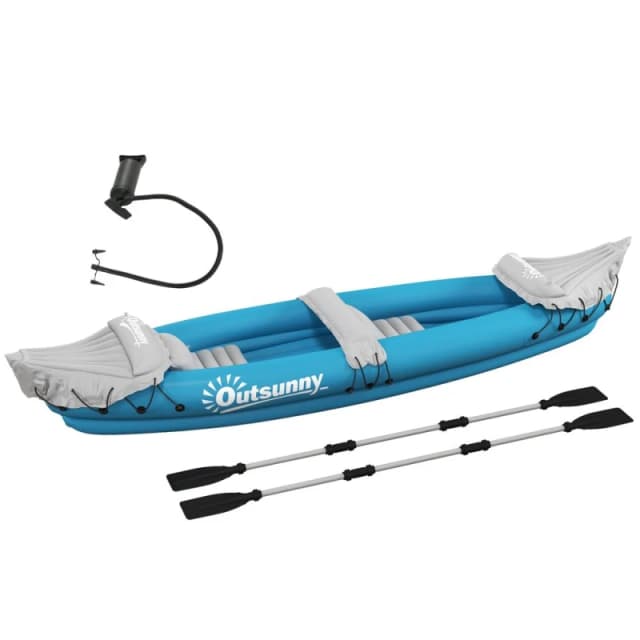 Outsunny 2 Person Inflatable Kayak w/ Air Pump - Blue A31-006V01BU