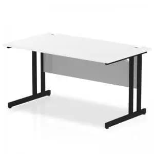 Impulse 1400 x 800mm Straight Desk White Top Black Cantilever Leg