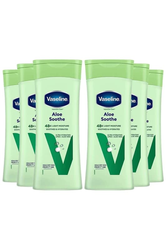 Vaseline Womens 6x Intensive Care 'Body Lotion', Aloe Soothe, 400ml in White White Female