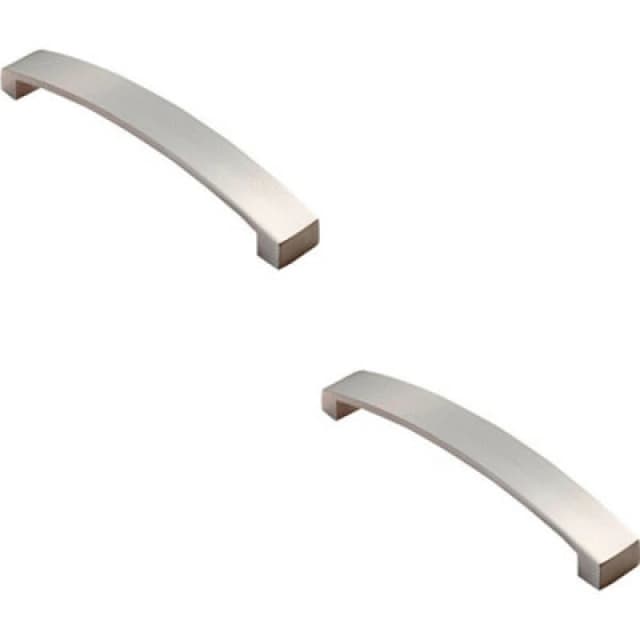 Loops 2x Flat Curved Bow Pull Handle 172 x 25mm 160mm Fixing Centres Satin Nickel Metallics unisex