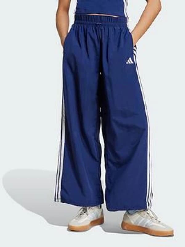 adidas Essentials 3-Stripes Lifestyle Woven Parachute Tracksuit Bottoms Womens Alumina/White female M (12-14)