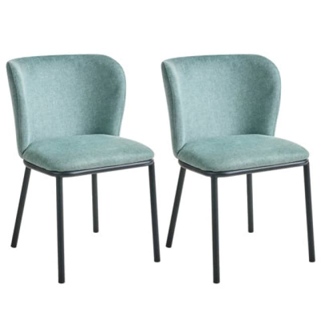 Beliani Set Of 2 Dining Chairs Artesia Fabric Mint Green