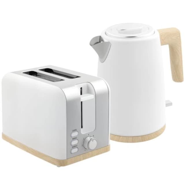 HOMCOM 1.7L Electric Fast Boil Kettle and 2 Slice Toaster Set White