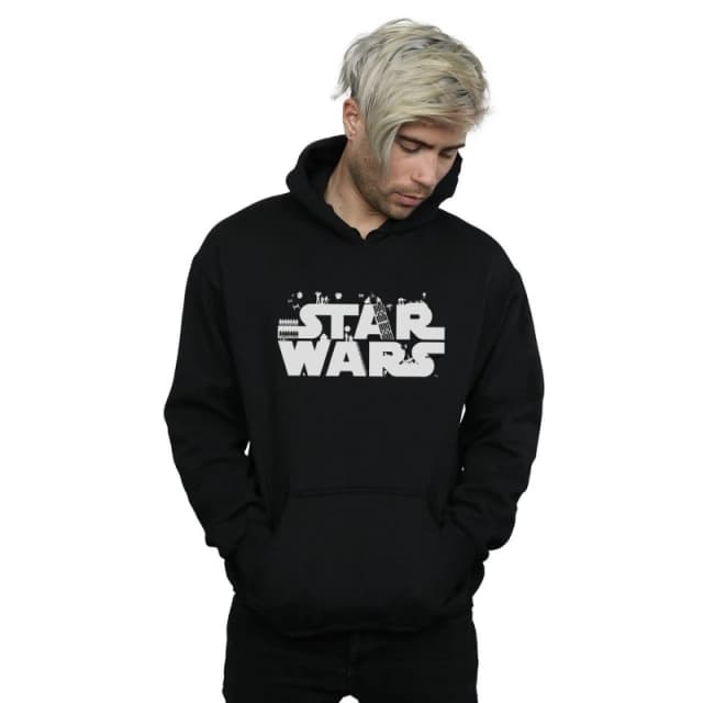 Star Wars Star Wars Men Minimalist Logo Hoodie in Black Size: Small Black S Male 5057864291759