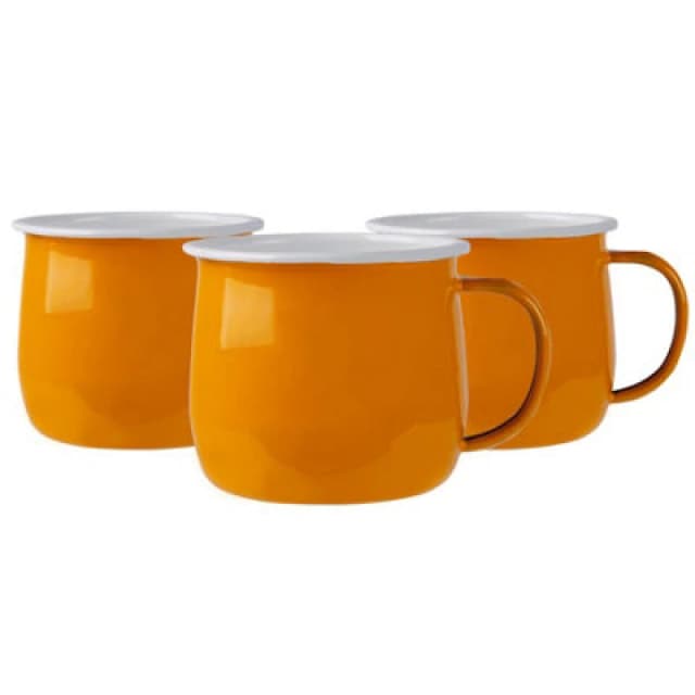 Argon Tableware Coloured Enamel Belly Mugs - 375Ml - Yellow - Pack Of 6