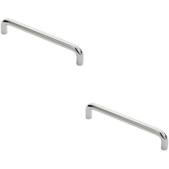 Loops 2x Round D Bar Cabinet Pull Handle 138 x 10mm 128mm Fixing Centres Chrome Multi unisex