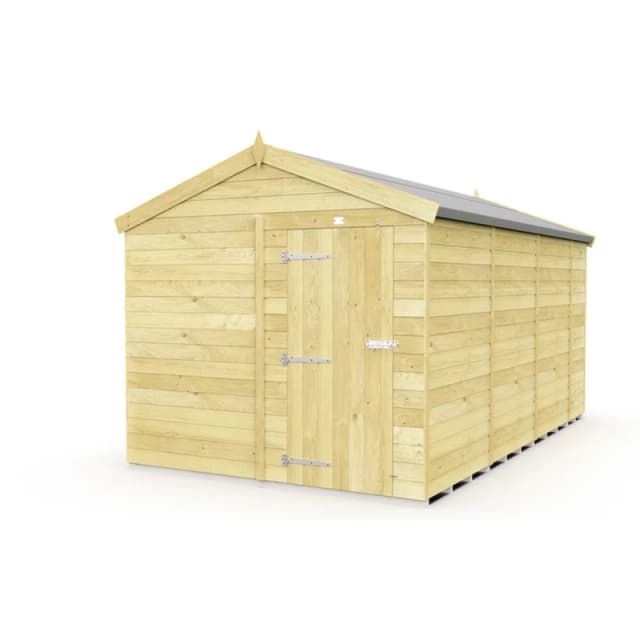 Buttercup Farm 8 x 13 Feet Apex Shed - Single Door W/O Window - L387 x W231 x H217cm in Brown Brown Unisex