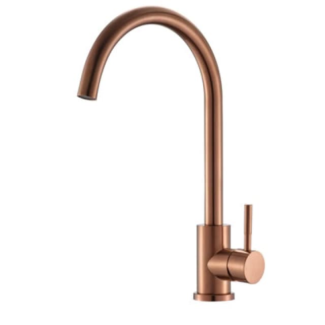Reginox Taravo Cp Copper Single Lever Swan Neck Kitchen Mixer Tap