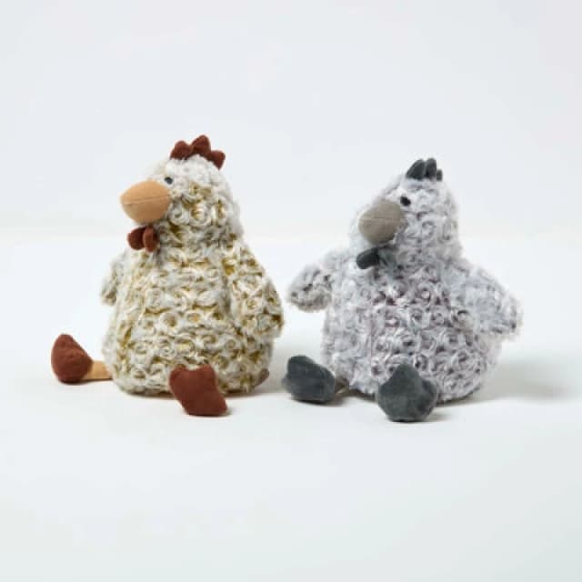 Homescapes Luxury Fabric Chicken Doorstop Set Of 2
