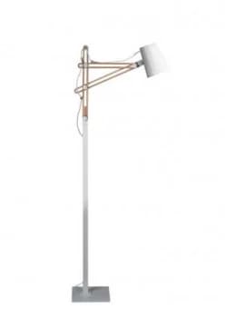 Floor Lamp 1 Light E27 , Matt White, Beech