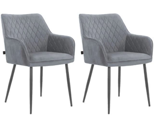 Dorel Dining Chair In Velvet Grey 2 Pack, Grey 8830416UK