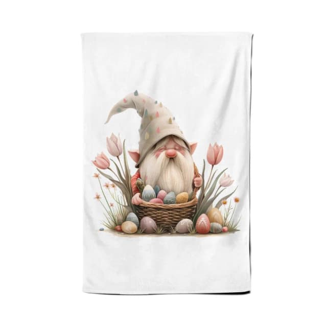 Warren Reed - Designer Easter Gnome Basket Tea Towel Multicolor Unisex