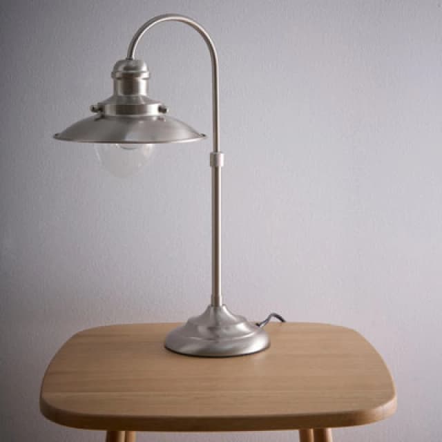 K Living Chester Vintage Satin Nickel Fisherman Style Table Lamp