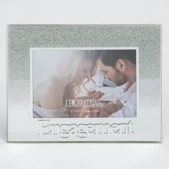 5" x 3.5" Silver Glitter Glass Frame - Engagement